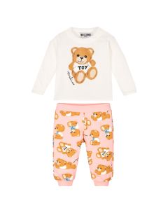 Moschino Baby Ivory & Pink Large Teddy Trouser Set