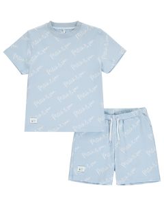 Mitch & Son 'Axel' Blue Cotton Logo Shorts Set