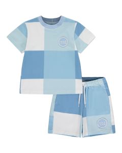 Mitch & Son A Time To Fly 'Joel' Blue & White Colour Block T-Shirt And Short Set