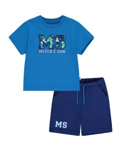 Mitch & Son King Of The Jungle 'Kian' Blue With Logo Soft Short Set