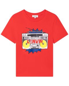 Lanvin Boys Radio Print Red Cotton T-Shirt