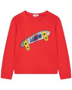 Lanvin Boys Skateboard Red Cotton Sweatshirt