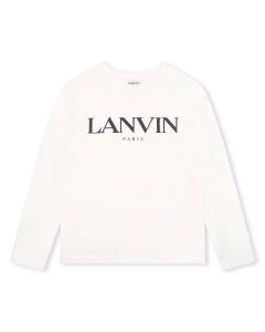 Lanvin Boys Ivory Organic Long Sleeved Cotton Top