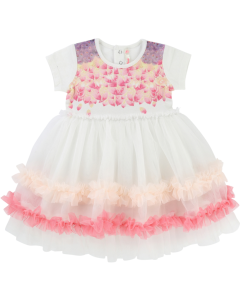 Girls Pink and Ivory Billie Blush Tulle Dress