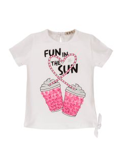 Everything Must Change Girls White ANd Pink Detail T-shirt