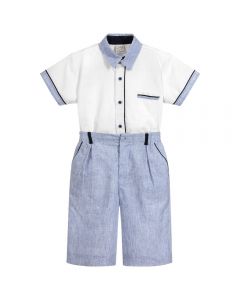 Pretty Originals Boys Blue and White Shorts & Shirt Set