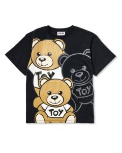Moschino Kid Black Cotton Giant Teddy Bear Maxi T-Shirt