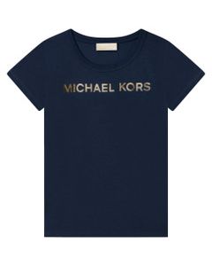 Michael Kors Girls Navy Blue Short Sleeve T-Shirt With Gold Logo