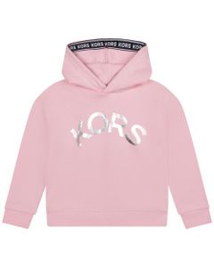 Michael Kors Girls Pink Hooded Sweatshirt With Logo Detail
