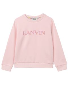 Lanvin Girls Pink Cotton Logo Sweatshirt 