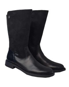 Richter Girls Long Black Boots With Leather Bottons And Suede Tops