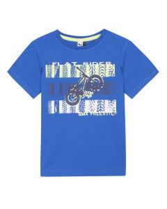 3Pommes Boys Blue BMX Print T-Shirt