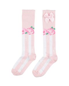 A Dee Pink Rose "FI-FI' Knee High Socks With Bows