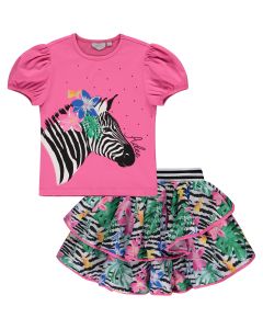 A'Dee Tropical Dreams 'Whitney' Allover Floral Print And Zebra Neoprene Skirt Set