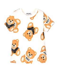 Moschino Kid Ivory All-Over Teddy Print T-Shirt
