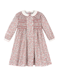 Sarah Louise Girls Ivory And Maroon Floral Dress