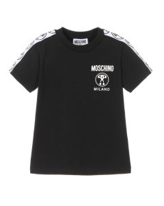 Moschino Kid Black Logo Milano Tape T-Shirt