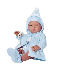 ASI Baby Girl 'Pablo' Light Blue Duffle Coat, Romper & Hat 43cm Doll