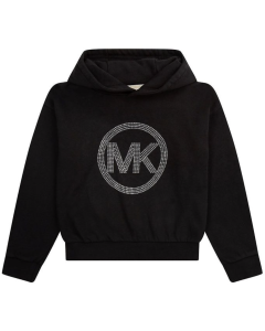 Michael Kors Girls Black Coloured Hooded Sweatshirt With Sparkly Logo