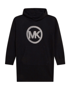 Michael Kors Girls Black Hooded Dress With Sparkly Logo