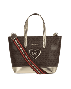 Michael Kors Girls Chocolate Brown And Gold Basket Bag
