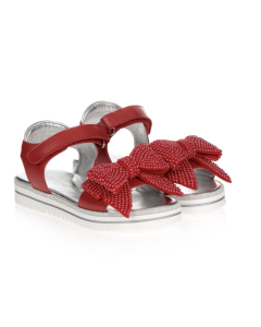 Monnalisa Girls Red Beaded Sandals