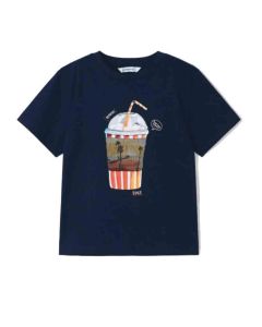 Mayoral Boys Navy Blue T-Shirt With Summer Vibes Interactive Print