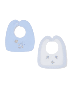 Mayoral Baby White And Blue Aeroplane Applique 2 Pack Bibs