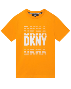 DKNY Boys Bright Orange T-shirt With Large White Logo Design