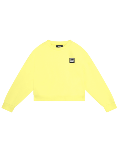 DKNY Girls Lemon Yellow Sweatshirt With Black Logo Print
