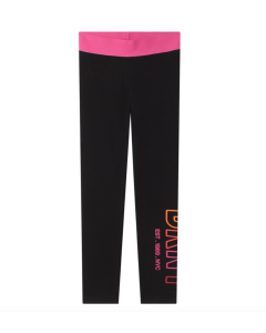 DKNY Girls Black Leggings With Pink Waistband And Logo