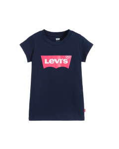 Levi&#039;s Girls Navy Blue T-shirt With Pink Logo