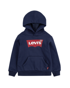 Levi&#039;s Boys Navy Blue Hooded Sweatshirt With Red Batwing Logo