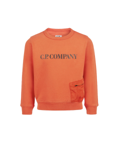 C.P. Company Boys Orange Long Sleeve Top With Lighter Blue Logo