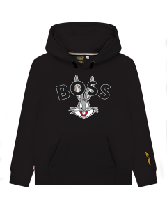 BOSS Boys Looney Tunes &#039;Bugs Bunny&#039; Black Cotton Hooded Sweatshirt