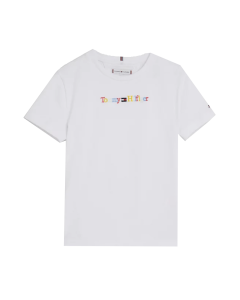 Tommy Hilfiger Girls White Multicoloured Logo T-shirt