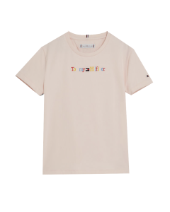 Tommy Hilfiger Girls Pale Pink Multicoloured Logo T-shirt