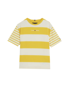 Tommy Hilfiger Boys Yellow And White Striped T-shirt 