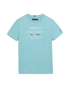 Tommy Hilfiger Boys Ocean Tide Blue Short Sleeve T-shirt With Date Logo