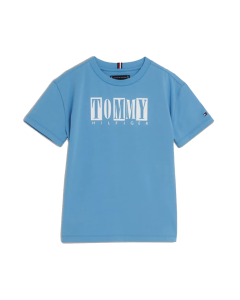 Tommy Hilfiger Boys Sky Blue T-shirt With White &#039;Seasonal&#039; Logo