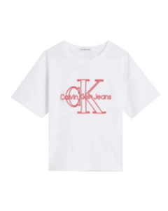 Calvin Klein Girls White T-shirt With Pink Embroidered Logo