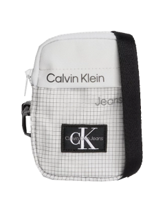 Calvin Klein Unisex Grey And Black Monogram Crossbody Bag