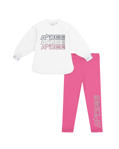 A Dee Galaxy Girl White &amp; Pink &#039;Sherry&#039; Sequin Legging Set