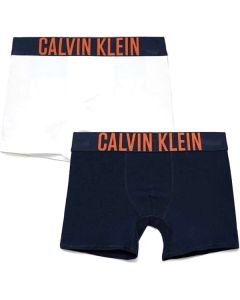 Calvin Klein Boys Navy and White With Orange Logo Boxer Set (2 Pack)