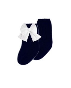 Rahigo Girls Navy Blue Socks With White Bow Detail