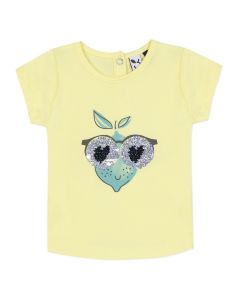 3Pommes Baby Girls Yellow Cotton Reversible Sequin T-Shirt