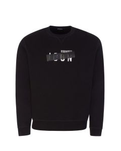 DSQUARED2 ICON Kids Black Sweater With Black Tape Effect