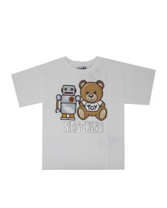 Moschino Kids White Robot and Teddy Print T-shirt