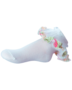 Daga Girls Ivory Ankle Socks With Tulip Ruffle