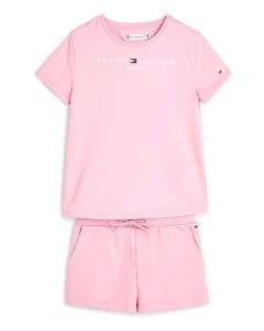 Tommy Hilfiger Girls Pink & White Logo Essential Shorts Set